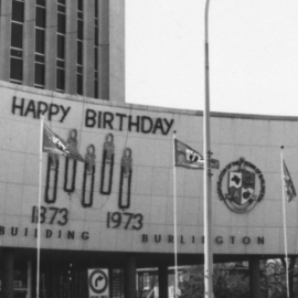 Civic building (opened Nov 1964), shown in 1973